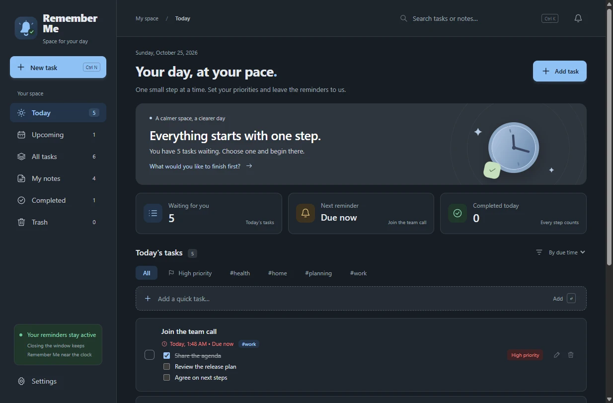 The main window in dark mode with the Ocean palette.